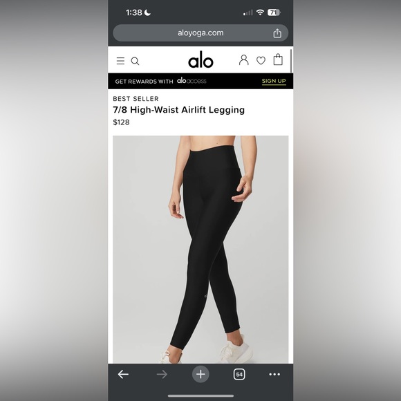 7/8 High-Waist Airlift Legging Alo size Small Black only worn once - Picture 1 of 4